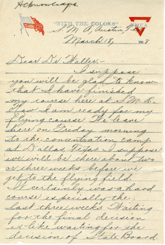 (2) Hugh E. Boyle to principal of Bloomsburg State Normal School (Dr. D. J. Waller), March 18, 1918,