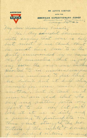 Aldus Kegerreis to Bloomsburg State Normal School students, August 16, 1918, Letter.